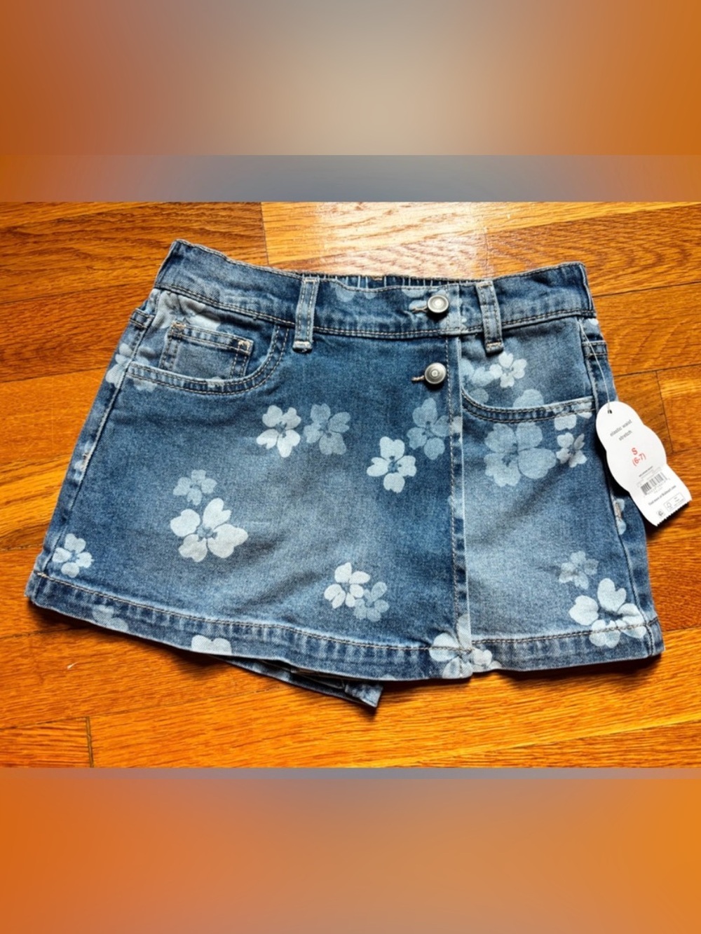 wonder nation Blue Floral Denim Skort